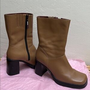 Tommy Hilfiger Tan Heeled Boots